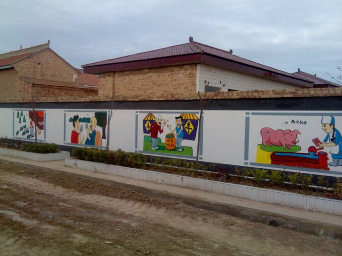 [甘肃]庆阳大学生手绘百米文化墙 助力老城寺塬