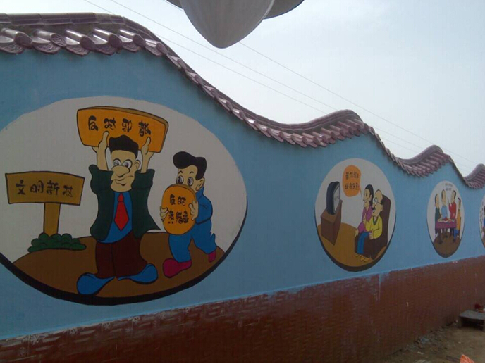 [甘肃]庆阳大学生手绘百米文化墙 助力老城寺塬