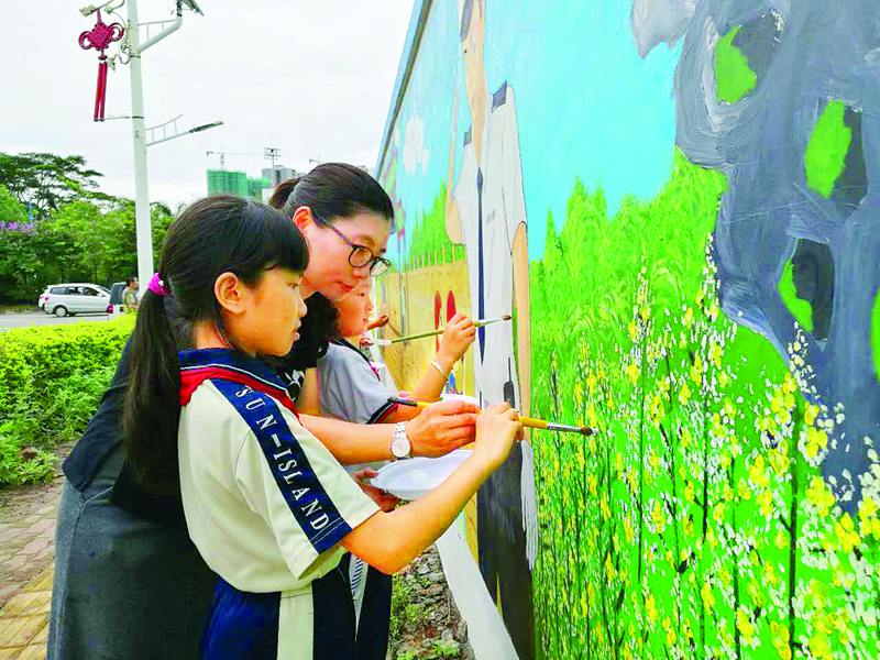 [广东]惠州大亚湾师生手绘核心价值观文化墙 提